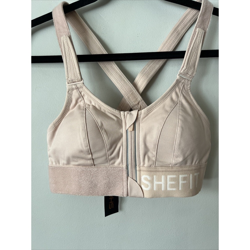 SHEFIT Ultimate Sports Bra for Women, High Impact Front Zip Size XS Nude NWT